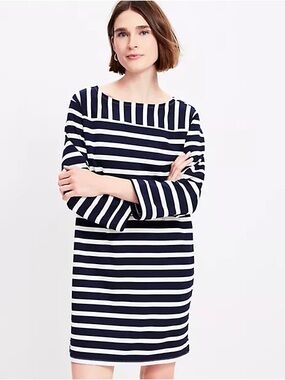 The Loft Striped Ponte Mini Dress